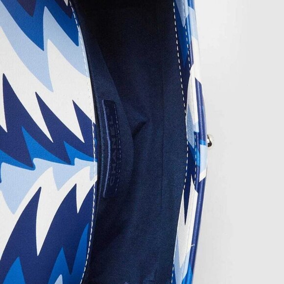 Chanel Blue/White Printed Leather Small Boy Bag - Picture 6 of 10